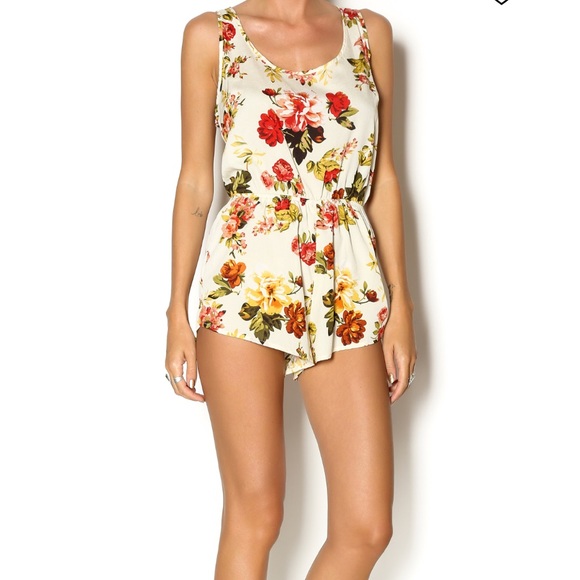 Ambiance Pants - Ambiance Apparel cream Floral Romper